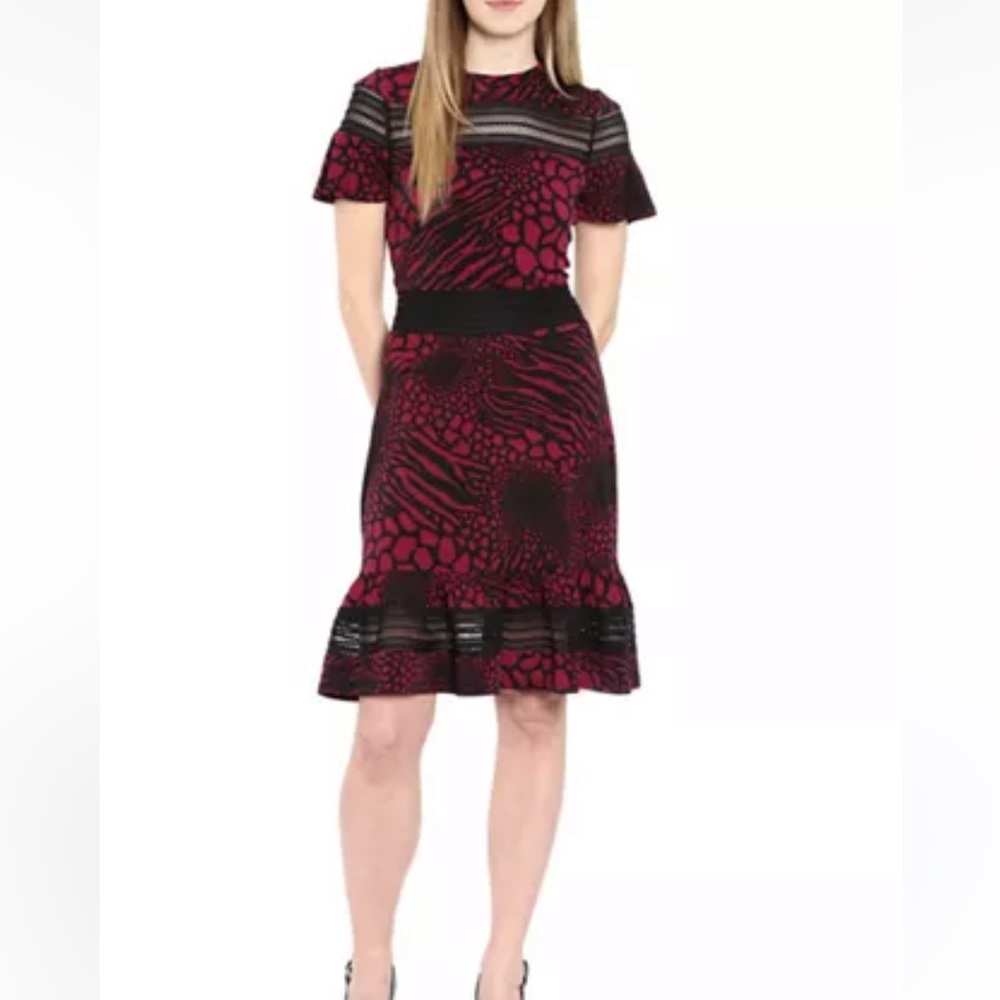 MICHAEL MK Animal Print Dress in Dark Ruby NWT